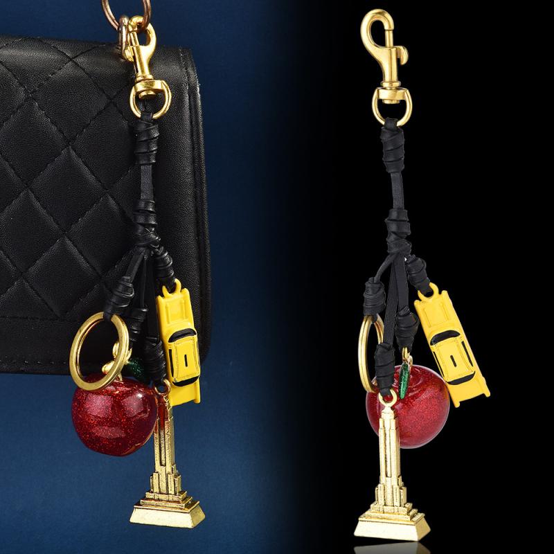 Модный брелок для ключей в виде строительной башни из фруктов для женщин, девочек, высококлассное украшение для рюкзака, изысканные аксессуары, подарки