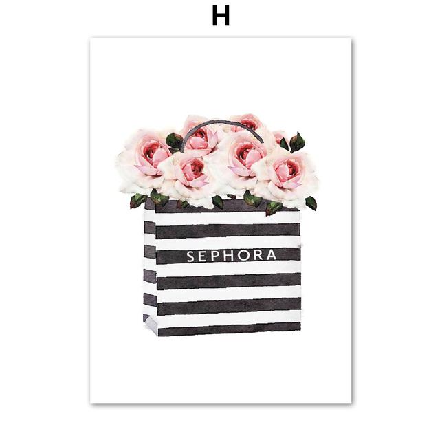 Париж, духи, помада, высокие каблуки, модная девушка, художественная картина на холсте, плакаты на скандинавскую тему и принты, настенные панно, декор для спальни, бара, без рамки