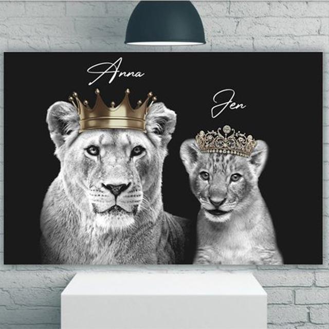 Семья льва, Корона, принт, холст, картина, галерея, Настенный декор, постеры, абстрактные животные с автографом, черно-белые фотографии, подарок