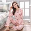 Пижамный комплект из двух предметов с милым принтом и рисунком, одежда для сна, ночная рубашка, пижамы с длинными рукавами, женская домашняя одежда