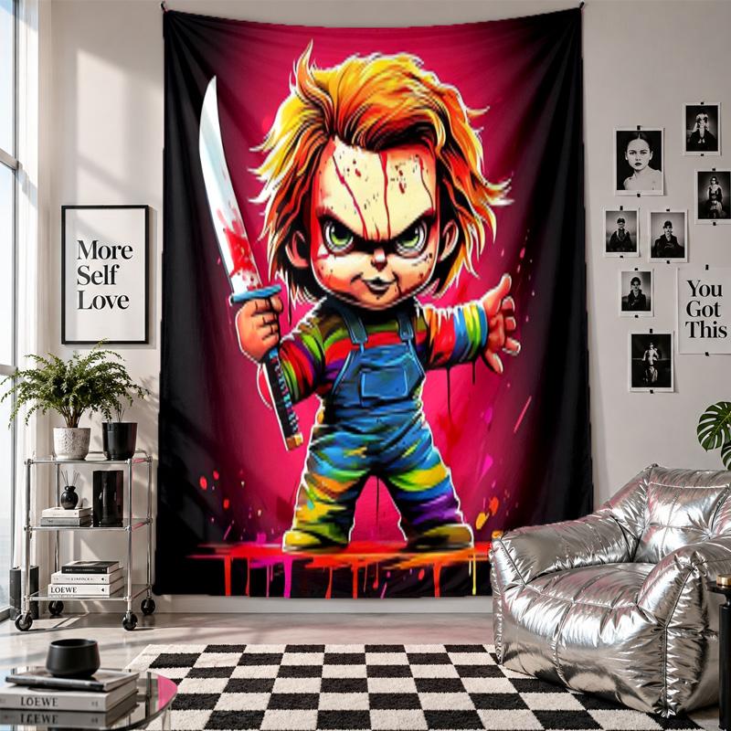 Wall TapestryChild's Play Chucky Tiffany Art Hanging Cloth Decorative Background Cover for Room Decoration