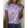 Casual Floral 3D Printed Short Sleeved Round Neck T-shirt