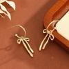 Fashion Personalized Metal Bow Earrings Temperament Simple Design Gold High Sense Stud Earrings