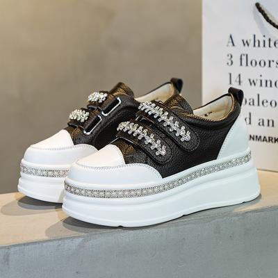 Модные женские повседневные туфли на платформе 7 см со стразами, на платформе-клине, на липучке, модные женские кроссовки, весенне-осенние теплые зимние туфли