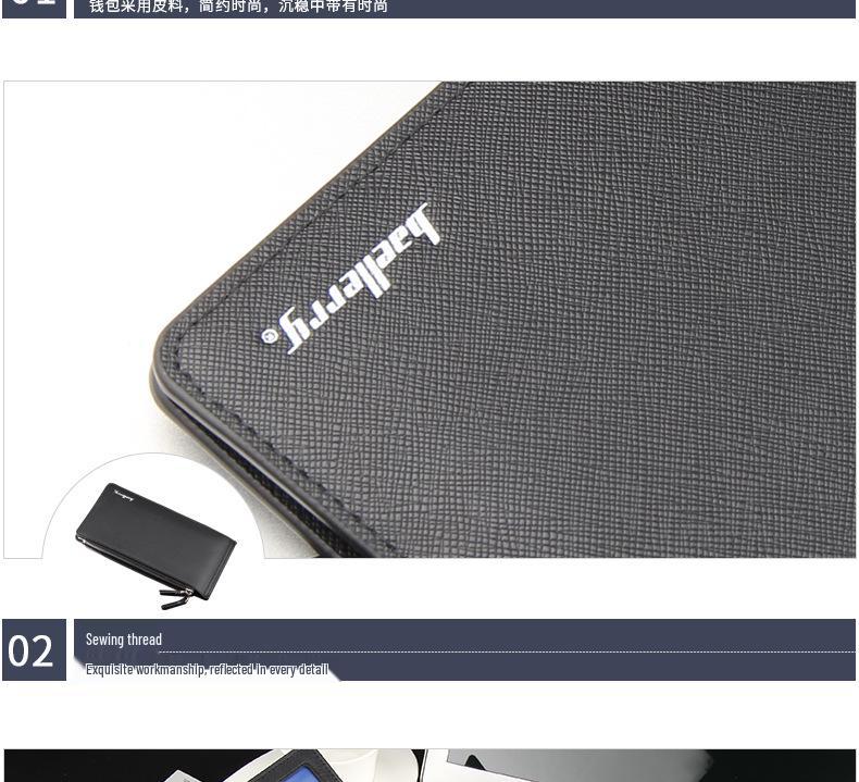 Мужской длинный кошелек Baellerry: Европейский и американский стиль, узор в виде креста, держатель для нескольких карт, дизайн на молнии.