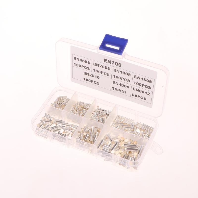 700 шт. Смешанный размер Неизолированные кабельные гильзы Голый клеммник Трубчатые наконечники для проводов Простые для соединения проводов Обжим штифтом