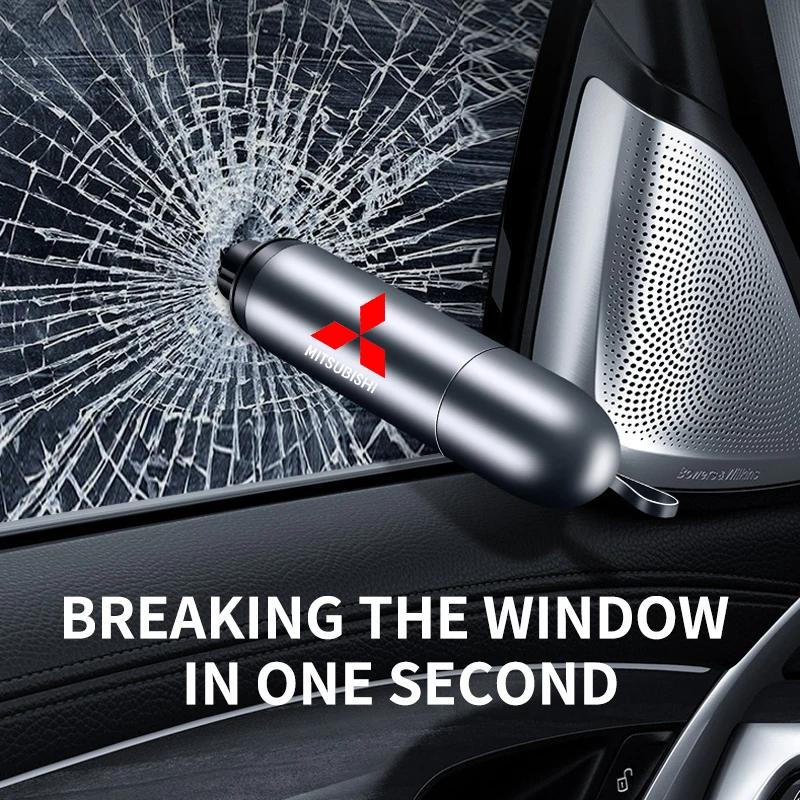 Car Safety Hammer Auto Emergency Glass Window Breaker Seat Belt Cutter Emblem For Mitsubishi ASX Lancer 10 Pajero Outlander L200 MZ8