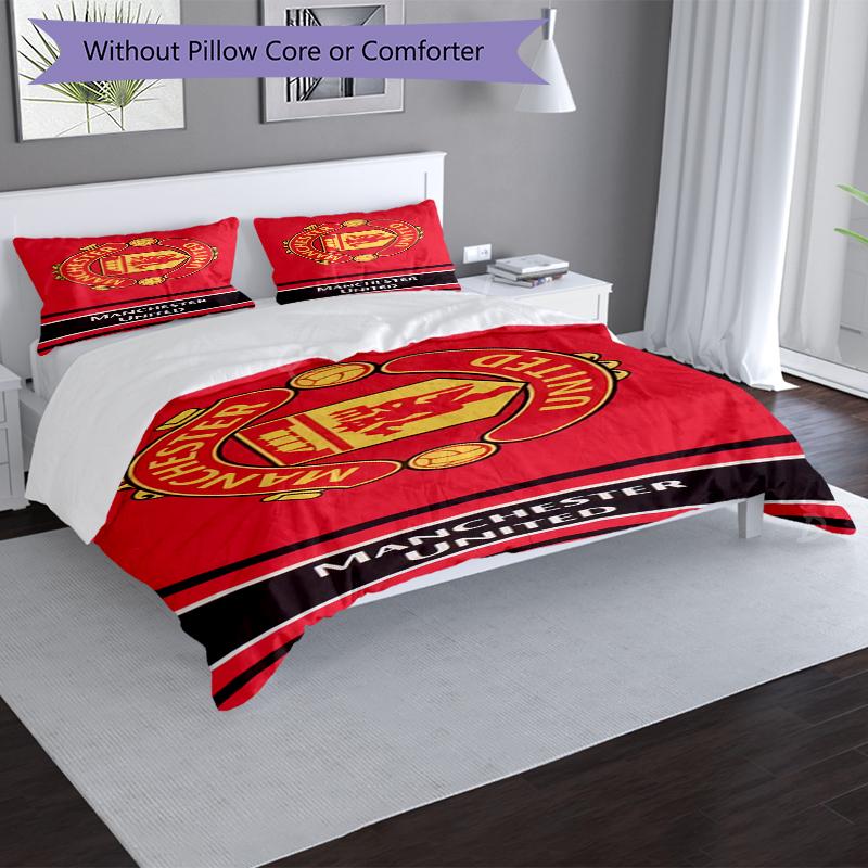 Manchester Crest Themed Bedding 3Pcs Duvet Cover Set Decorative Bed Linen For Teen Room Home Decoration