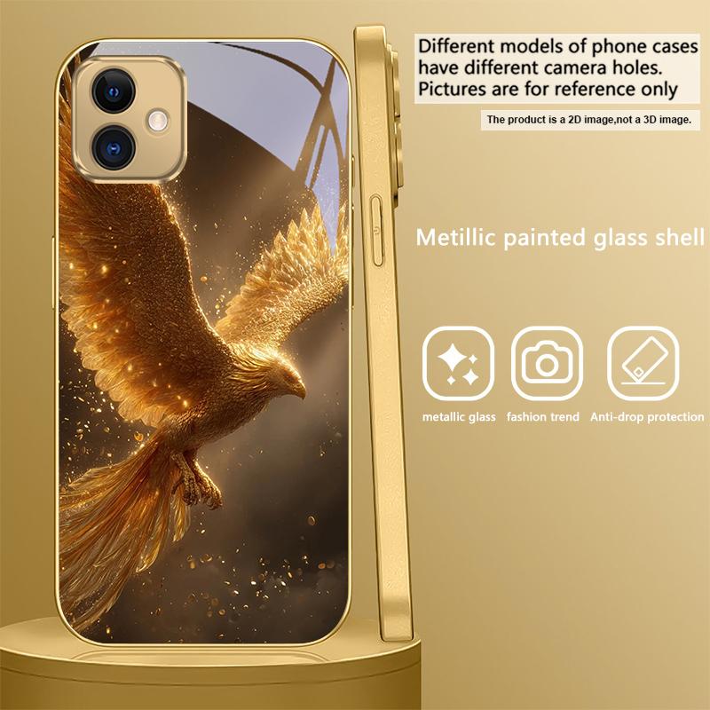 Роскошная Золотая Птица Для Samsung A 01 52S A04 A05S A10 A12 13 22 23 24 36 42 M02 Note 10 20Ultra 8 9 Золотой стеклянный чехол для телефона