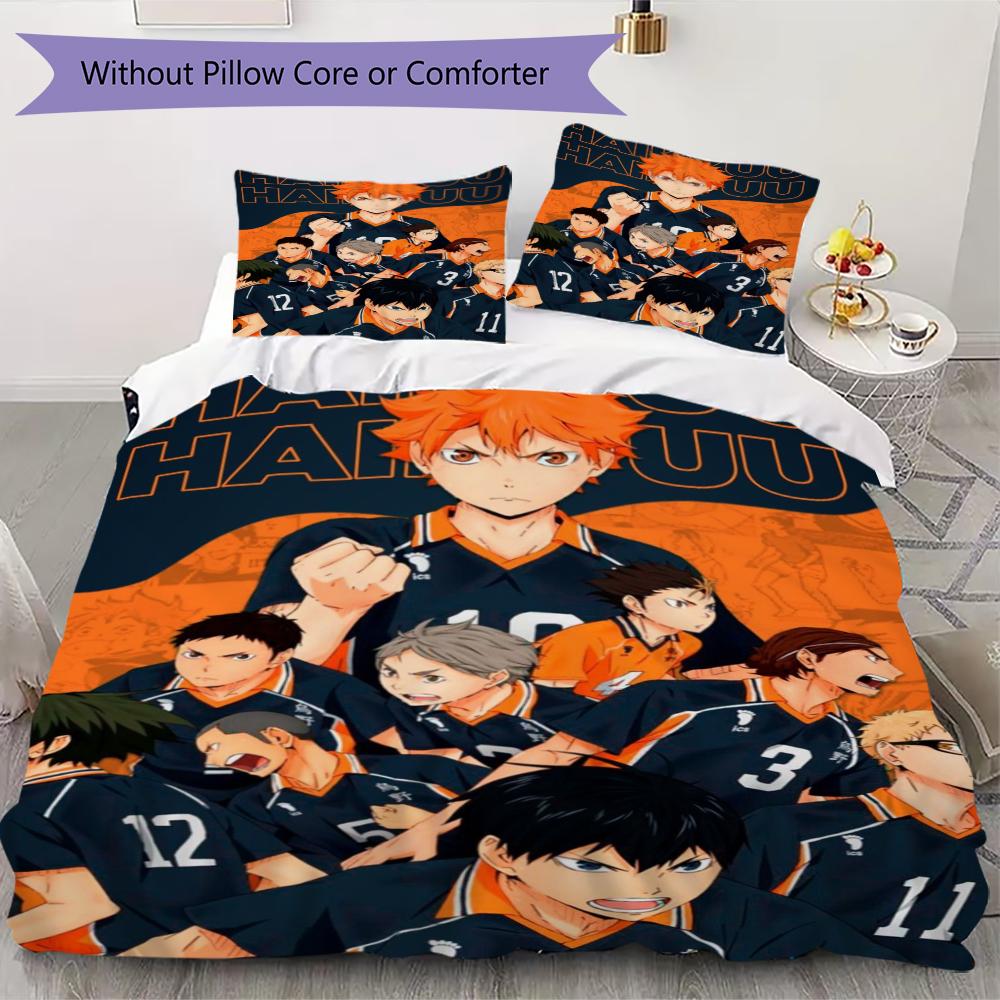 Haikyu!! Anime Pattern Bedding uilt Set uilt Cover Pillowcase Home Decoration Birthday Gift (1 * duvet cover + 2 * pillowcase without core)53