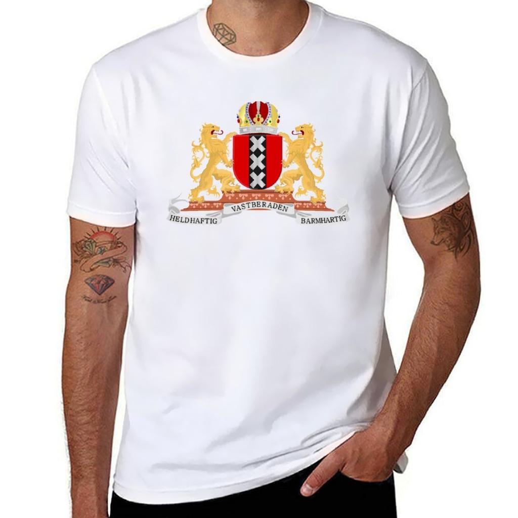 Amsterdam Coat of Arms T-Shirt T Shirt Personalised Funny T Shirts Dark Humor Cotton T Shirt Man T-Shirt