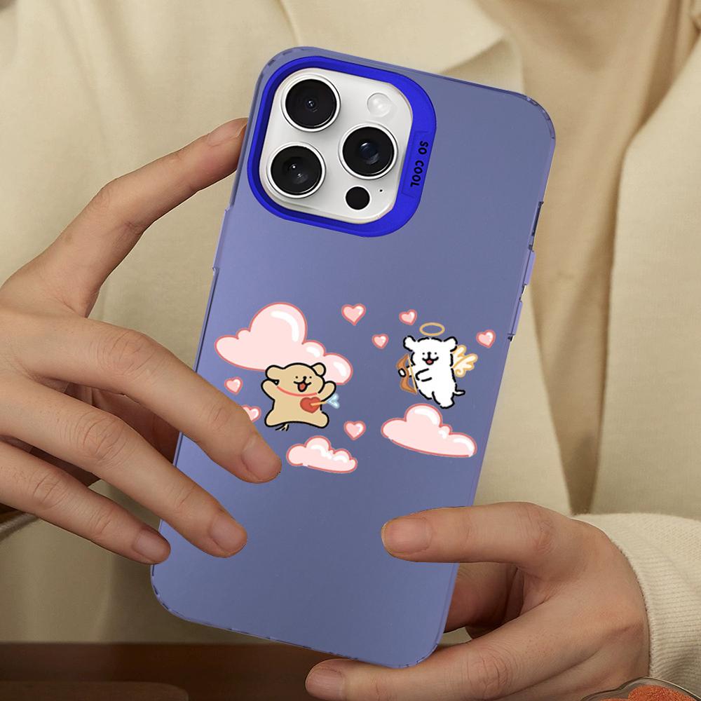 Мультяшный Собачий Силуэт Чехол Для Телефона Для IPhone 16 15 14 13 12 11 Pro Max X XR XSMAX 8 7 Plus Матовый Противоударный Задний Чехол