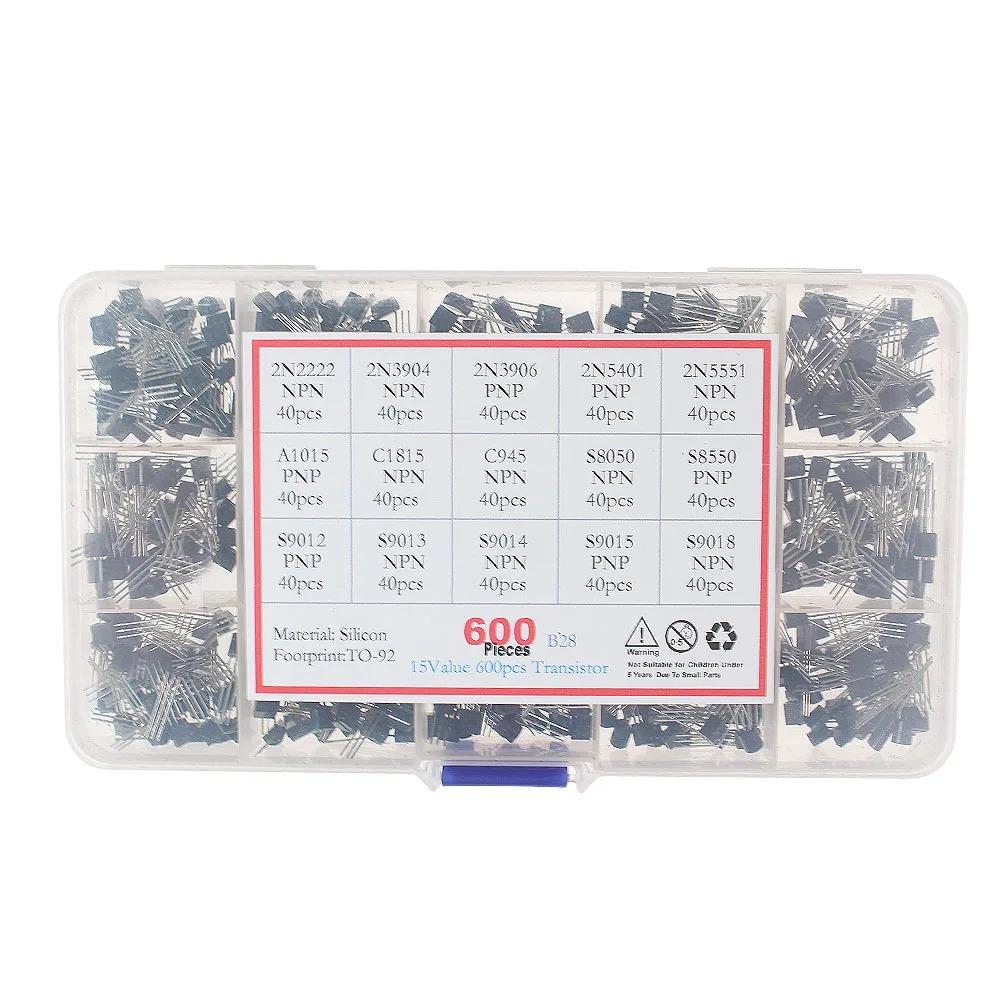 10-24 значения TO-92 Ассортимент комплектов транзисторов, коробка, транзисторы PNP/NPN, компоненты электронного комплекта «сделай сам»