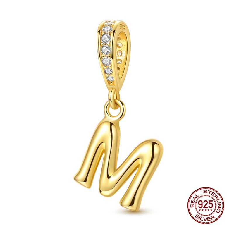 Новинка Оригинальные Шармы Медь 26 Золотых Букв А-Я Шарм-Бусина Подходит для Оригинального Браслета 3 мм для Женщин DIY Модная Бижутерия Подарок