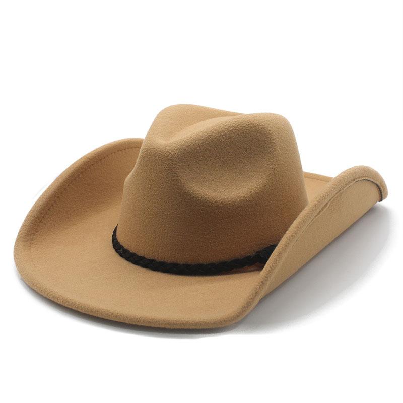 Cowboy Hat Felt Top Hat Western Gentleman'S Hat Felt Hat Jazz Hat Men'S Winter Hat