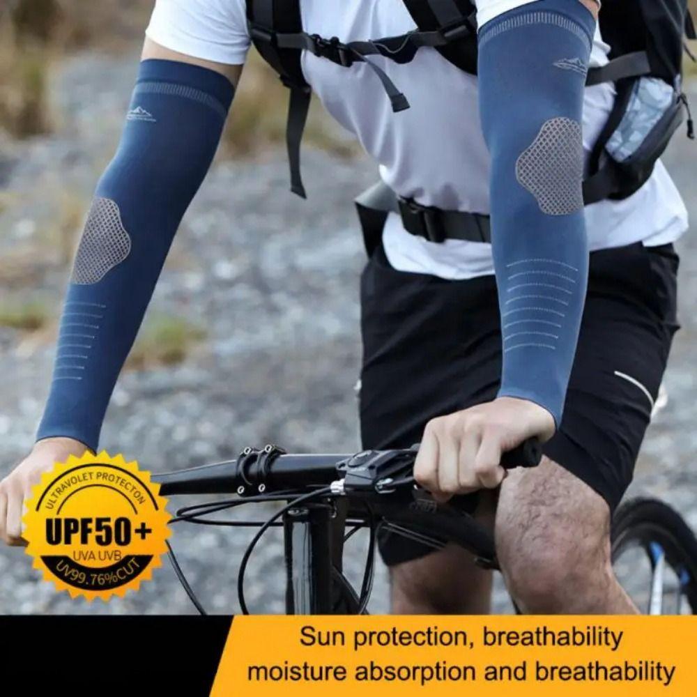 2Pcs Quick-drying Men's Sports Arm Guards Ice Silk Cooling Sleeves Cover New Sunscreen Sleeves