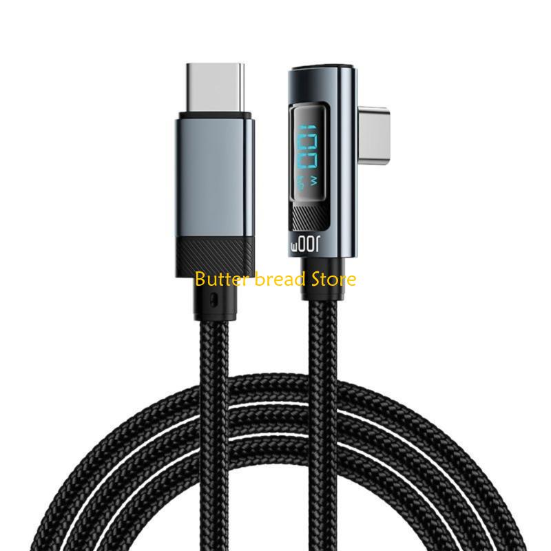 W89C LED Display USB C Cable Bendable USB C Cable for Quick Charging & Data Transfer