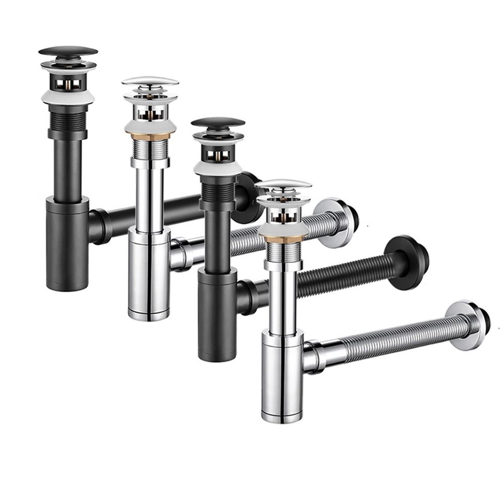 Всплывающая пробка для слива Круглый P-образный сифон Комплект сливной трубы Сифон Сливное отверстие Сантехническая труба Ванная комната