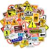 100 PCS Banning Signs Stickers Warning Danger Reminder Waterproof Decal Sticker To DIY Car Laptop Suitcase Motorcycle Snowboard