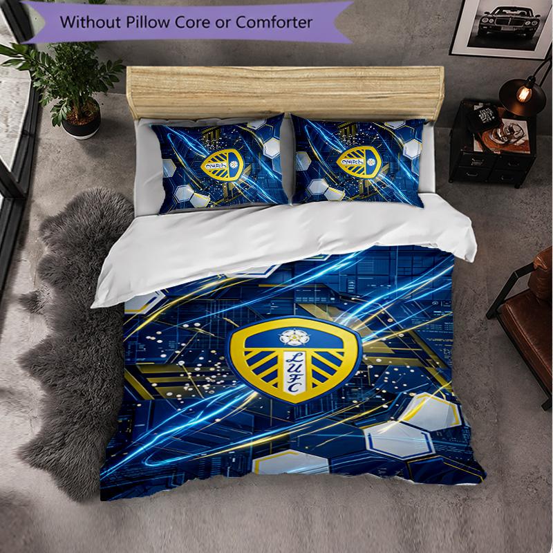 Футбольный комплект постельного белья Leeds United из 3 предметов Мягкий пододеяльник с наволочками Набивной комплект для декора спальни для дома
