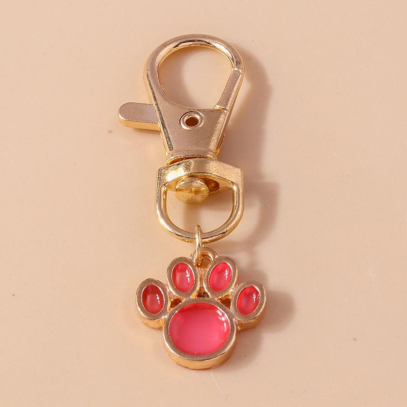 Cute Enamel Puppy Dog Cat Paw Keychain Footprint Keyring Pendants for Car Key Holder Handbag Decor DIY Pet  Jewelry  Gifts