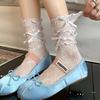 Female Spring and Summer Thin Ballet Style Bow Three Layers of Lace Lace In The Tube Pile Socks