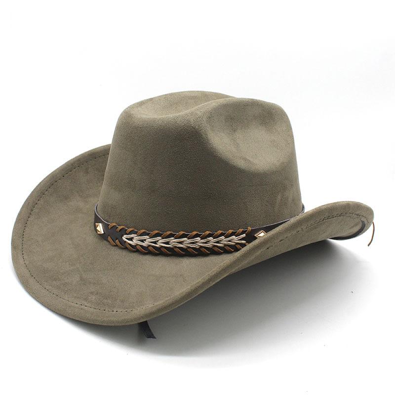 Suede Jazz Top Hat Women'S Brim Suede One-Word Top Men'S Ladies Cowboy Hat Felt Hat
