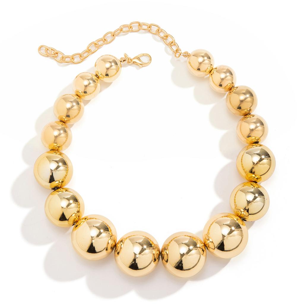 Женский преувеличенный панк-чокер с крупными бусинами, металлическое колье, колье на ключицу, подарки на день рождения, Рождество, ювелирные изделия