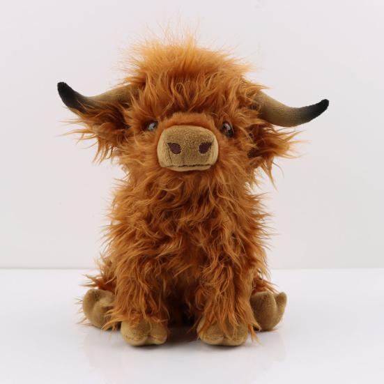 Cow Ornament Realistic Highland Cow Plush Toy Adorable Stuffed Animal for Home Farmhouse Desktop Decorations