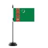 Drapeau De Table - Turkménistan - 14 X 21 Cm - Polyester - Mât En Plastique - Impression Recto/Verso