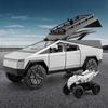 1:28 Scale Die-cast Metal Cyber Pickup Truck Camping RV Model, Alloy Pull-back Toy, Silver