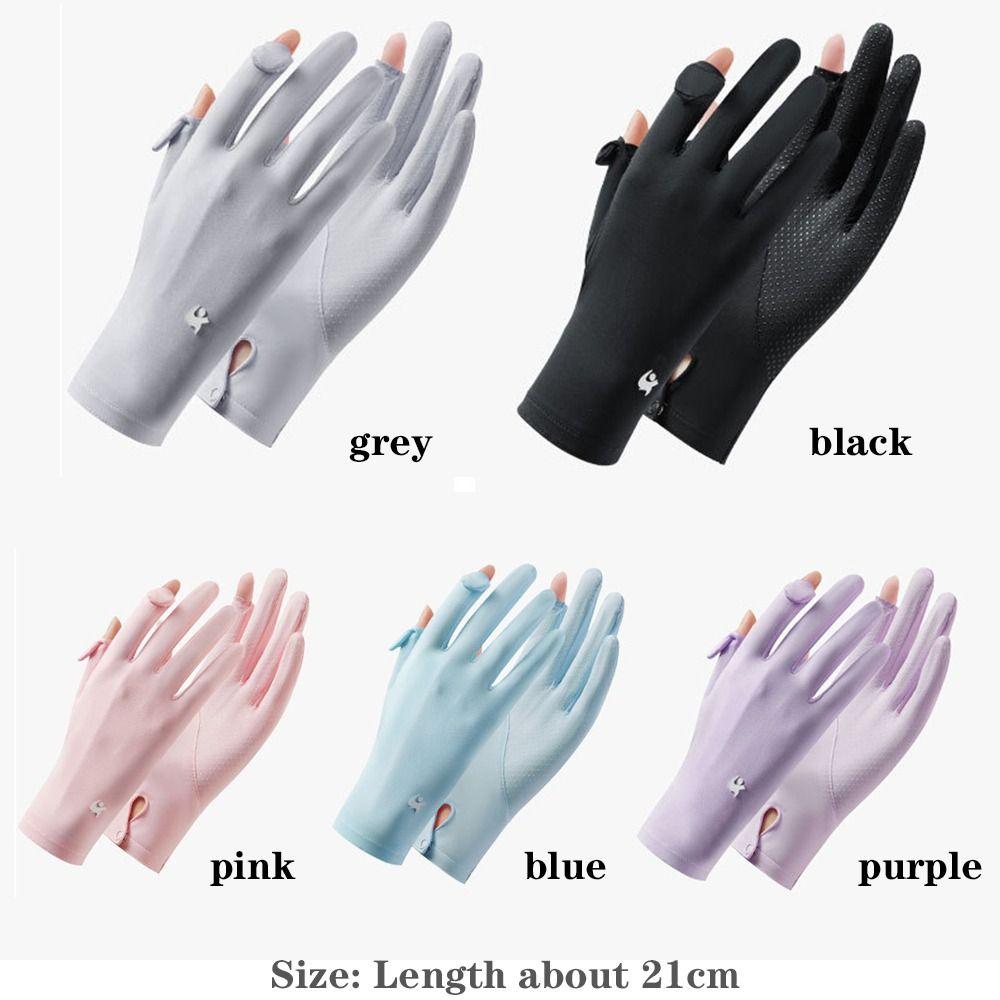 Women Sunscreen Summer Ice Silk Gloves Sun Protection Gloves Anti-UV Gloves Mittens