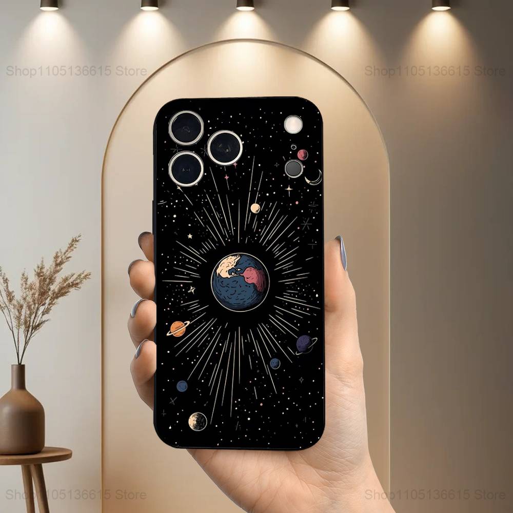 Арт-чехол для телефона «Двенадцать созвездий» для iPhone 15, 14, 13, 17, 16, 12, 11, Plus, Pro Max, XS, X, Mini, 8, 7, XR, SE, Мягкий силикон, Черный