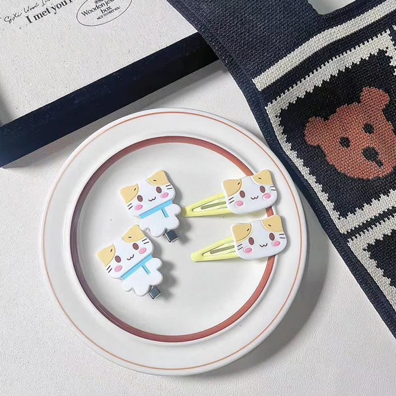 2 шт., заколка для волос с изображением кота Fuwa Nyanko, каваи, заколка для волос, милые зажимы Bb, заколки с милыми животными, зажим в виде утконоса, аксессуары для волос