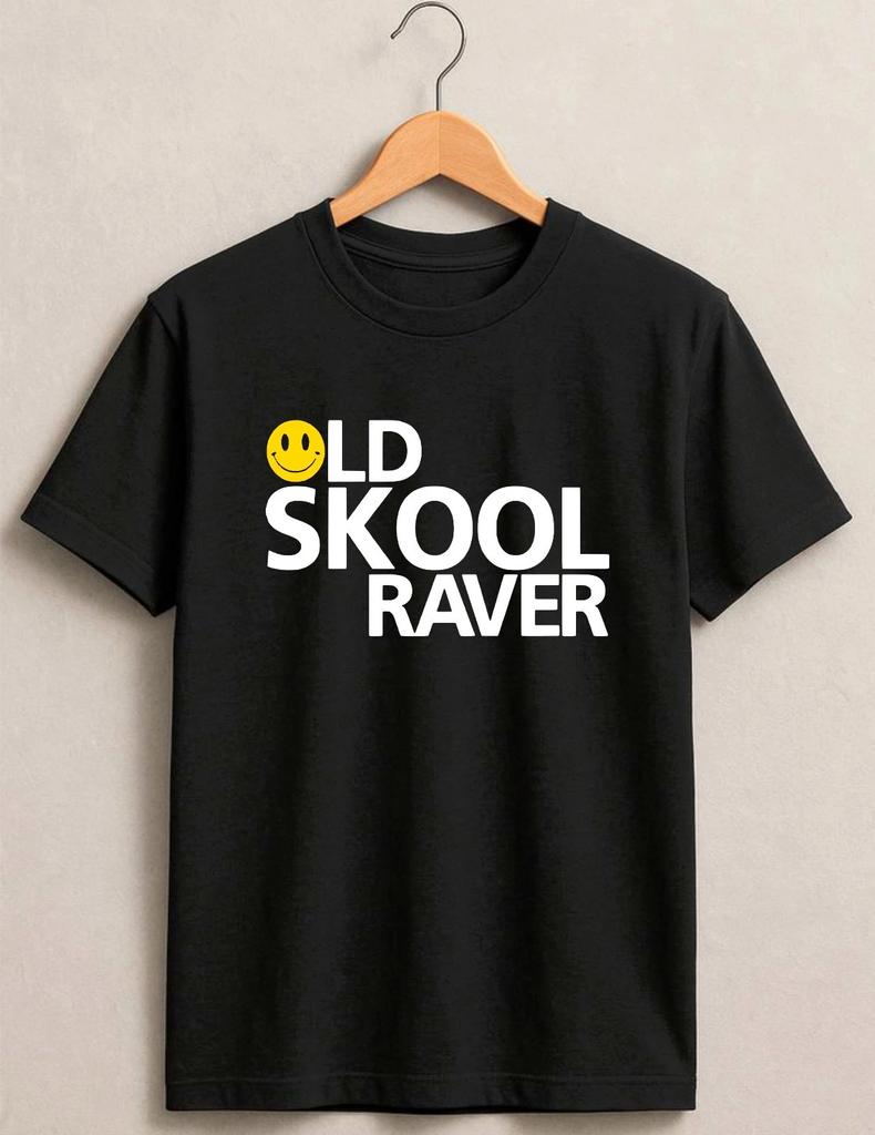 Old School Raver T-Shirt, retro 90s Dance Festival Clubbing DJ Smiley Gift Tee