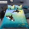 Одеяло-кит с двумя кроватями размера «king-size», для детей и подростков, с изображением семьи косаток, с изображением матери и ребенка, плавающих в океане, комплект пододеяльников из полиэстера