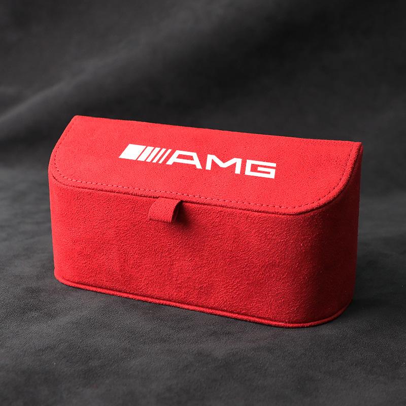MWAY1 Suede Car Sun Visor Glasses Box Car Badge Sunglasses Clips Glasses Box For Mercedes Benz AMG W177 W176 X166 X167 C257 C218 X253