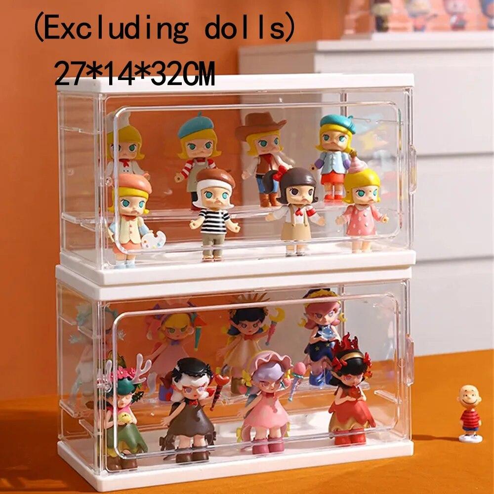 Стеллаж для хранения и демонстрации товаров, большая вместимость, шкаф-витрина с глухими коробками, шкаф для хранения кукол, шкаф для коллекций ручной работы