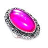 Кольцо из серебра 925 пробы с натуральным розовым мистическим стеклянным драгоценным камнем, размер 8 Q5Y31