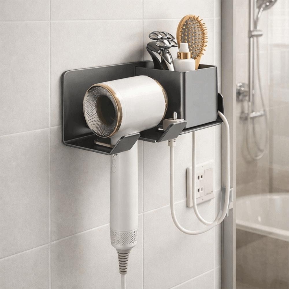 Carbon Steel Hair Dryer Holder Wall Mounted Toilet Paper Holder Bathroom Use