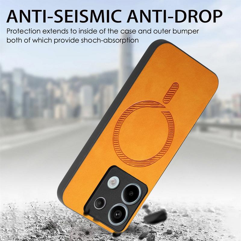 Luxury for Magsafe Magnetic Case for Xiaomi 13t Poco X6 F6 Pro Redmi Note 14 13 Pro K70e 13c PU Leather Shockproof Tpu Hybird Pc Solid Color Case