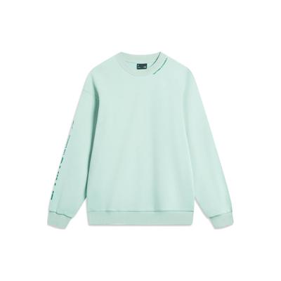 Li Ning Sports Lifestyle Series Letter Logo Printed Fleece Pullover Sweatshirt Unisex Sweatshirt Gray-Mist-Grey AWDTB37-7