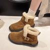 Модные балетки Женские замшевые ботильоны Пряжка-ремень Плюшевая теплая обувь Женская дизайнерская мода Новый тренд 2025 Зимняя повседневная уютная обувь Botas Mujer