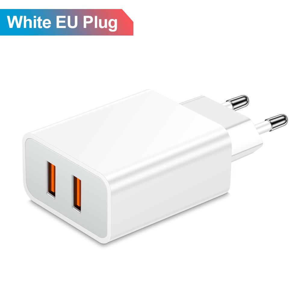 Двойное USB-зарядное устройство QC3.0, 2 порта по 2,4 А, дорожный адаптер: США, ЕС, Великобритания