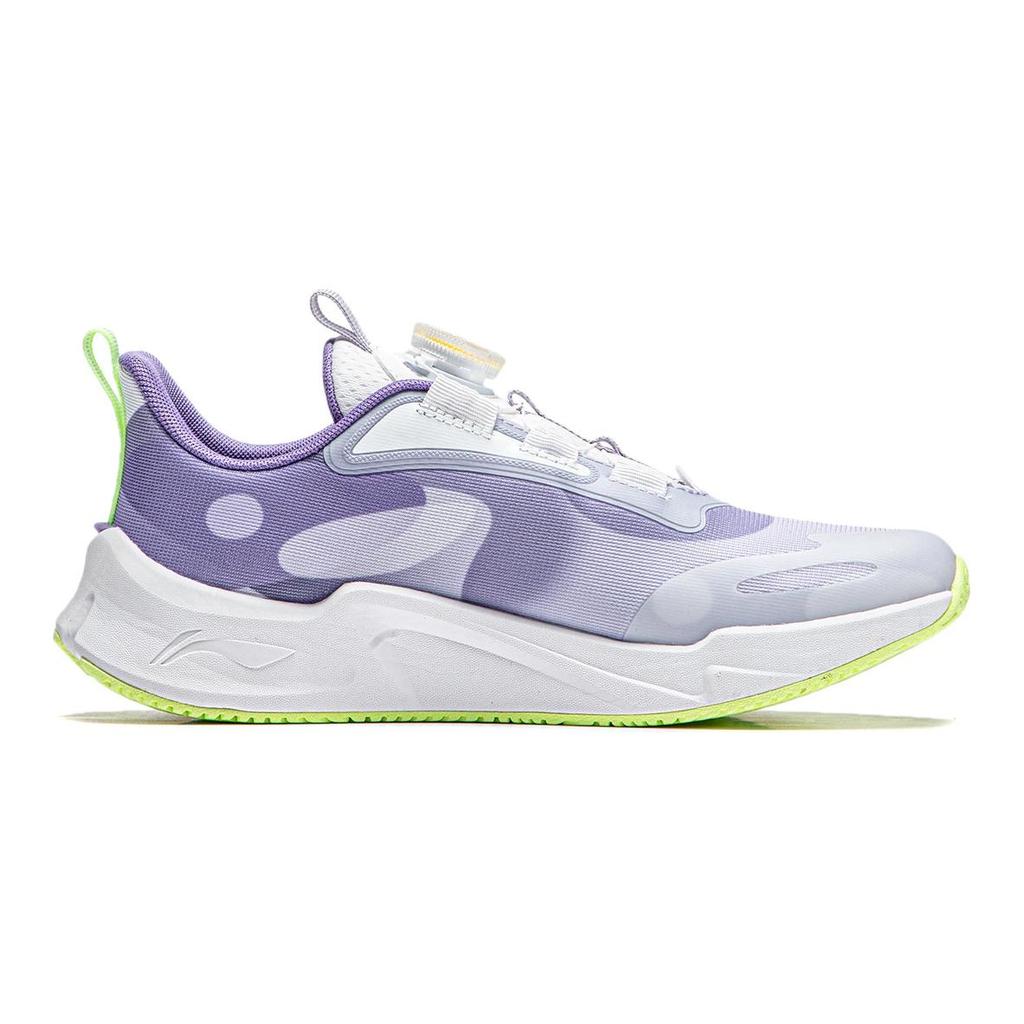 Li Ning Kids Qiang Yue Shock Absorbing Breathable Low Top Running Shoes Kids Running Shoes Gray Purple YKCU026-6
