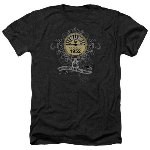 Sun Records Рок-Скроллы Взрослая футболка Хизер Блэк Унисекс