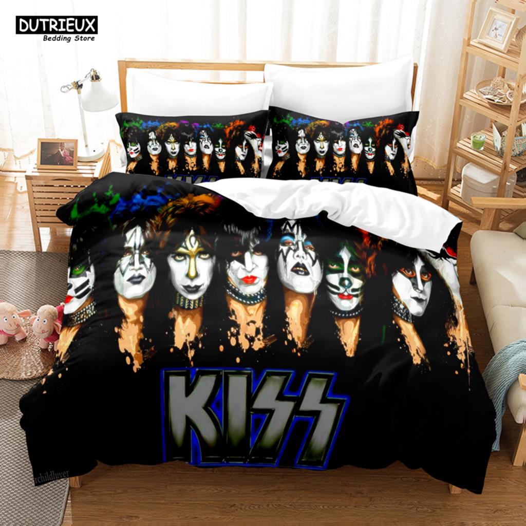 Kiss Band Bedding Set Single Rock Band Duvet Cover Double Queen King Twin Size For Boys Adults Soft Duvet Cover Set Gift