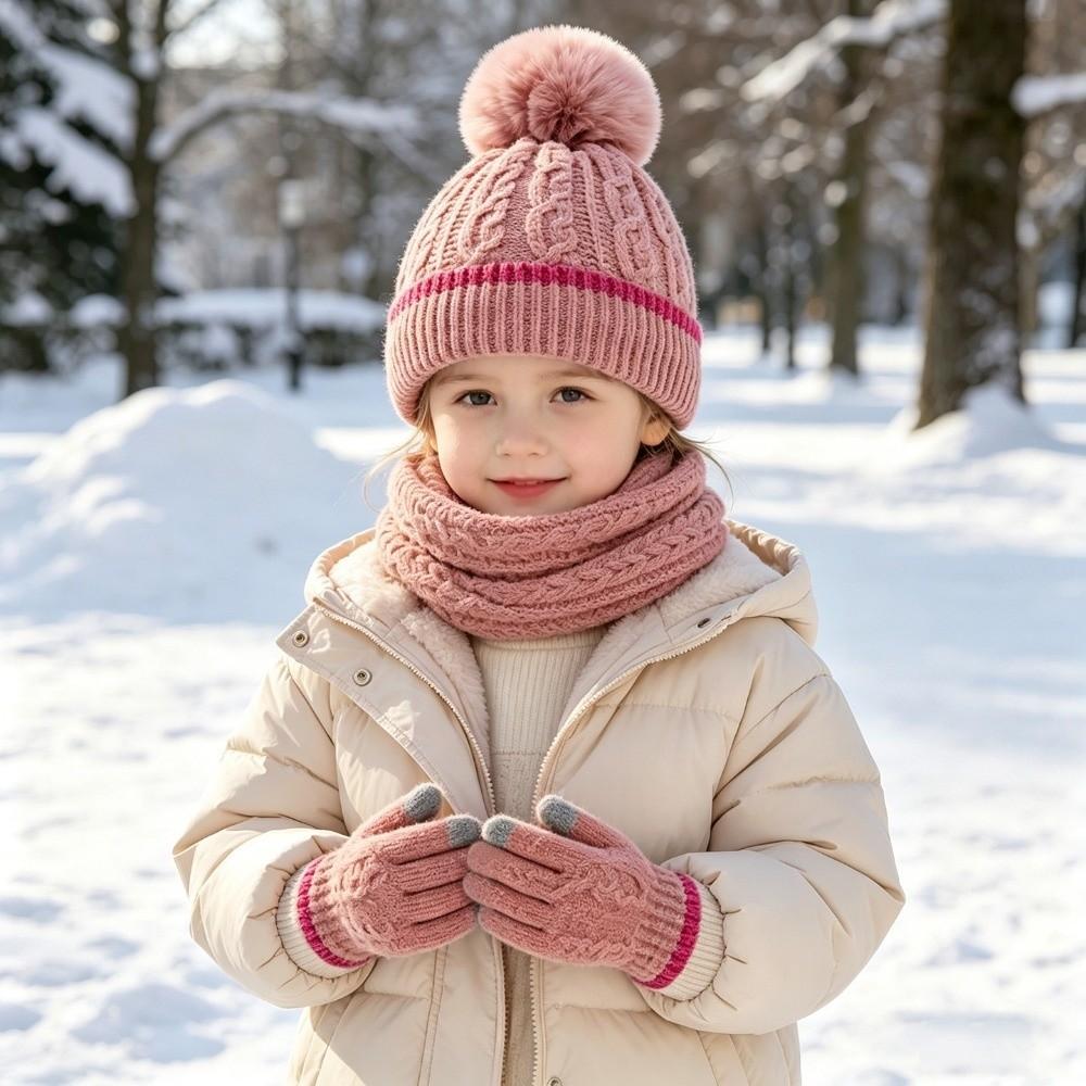 Windproof Winter Hat Scarf Gloves Knitted Toddler Winter Hat New Knitted Hat Set Winter Season