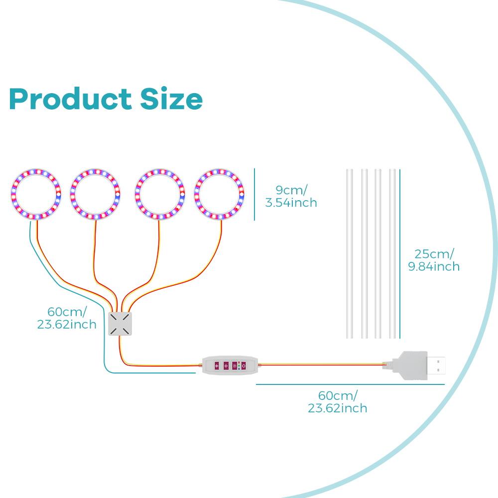 LED Plant Grow Light USB 5V Full Spectrum Hydroponic Dimmable Timer Auto On/Off Cactus Flowers Succulent Growth Cultivation Lamp