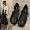 French with Skirt Silver Round Head Mary Jane Shoes Women's Spring 2025 New Evening Flat One-word Strap Single Shoes